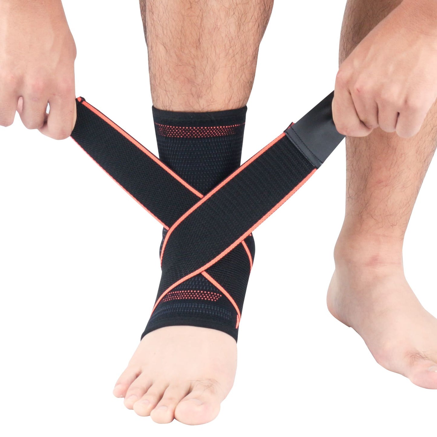 Aofit Compression Ankle Sleeve With Anti-Impact Cushion Padding and Adjustable Straps, Elastic Ankle Support Sock, 1 Pair