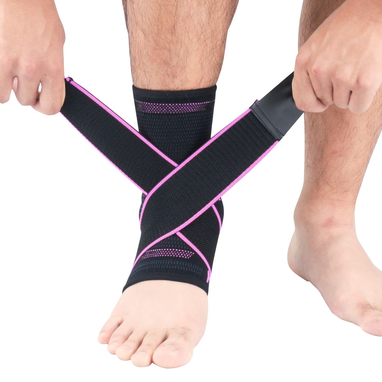Aofit Compression Ankle Sleeve With Anti-Impact Cushion Padding and Adjustable Straps, Elastic Ankle Support Sock, 1 Pair