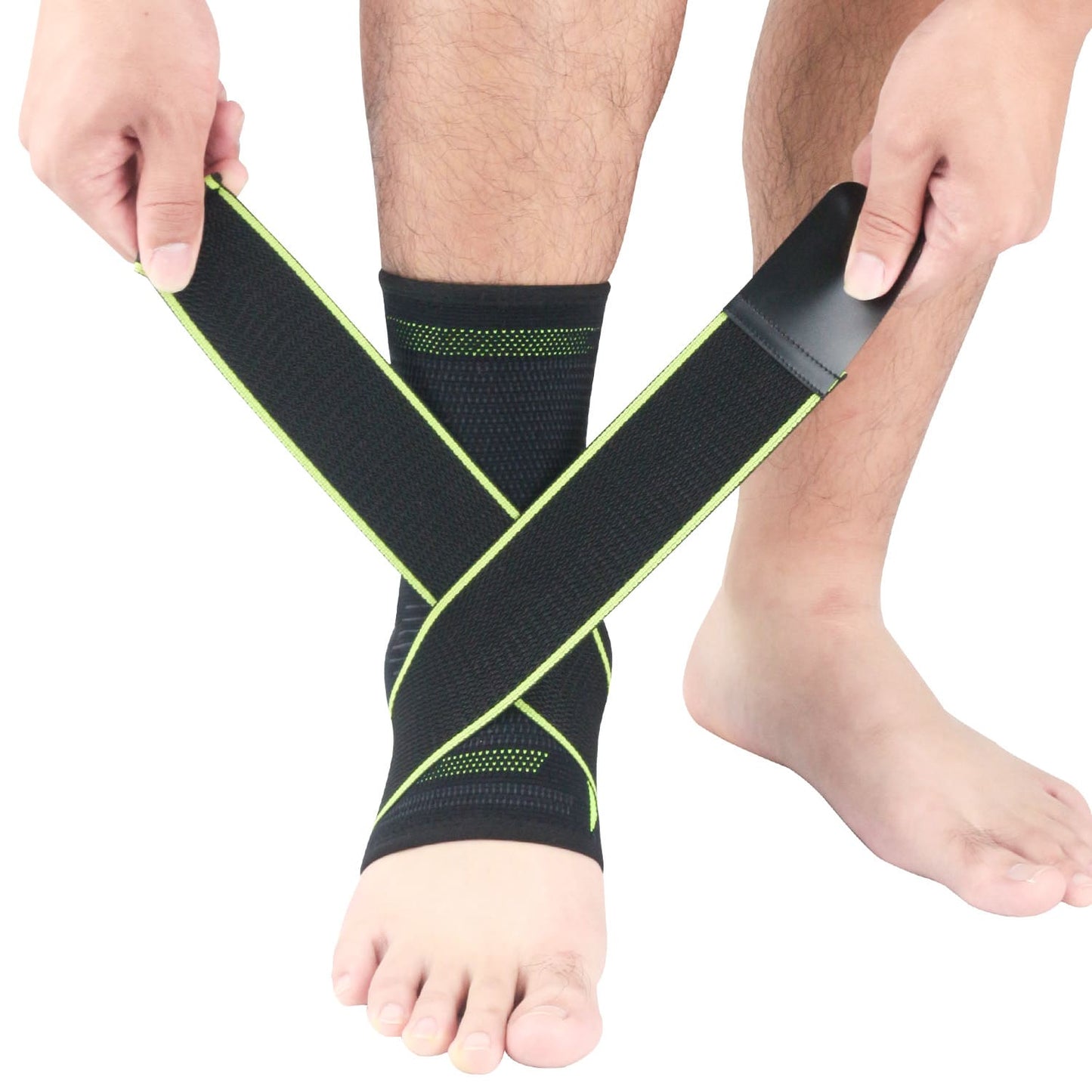 Aofit Compression Ankle Sleeve With Anti-Impact Cushion Padding and Adjustable Straps, Elastic Ankle Support Sock, 1 Pair
