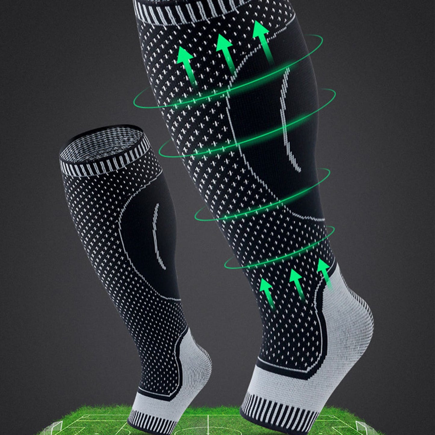 Aofit Full Coverage Lower Leg Compression Sleeves, Protective Calf Compression Socks for Running with Anti-Slip Strips, 1 Pair