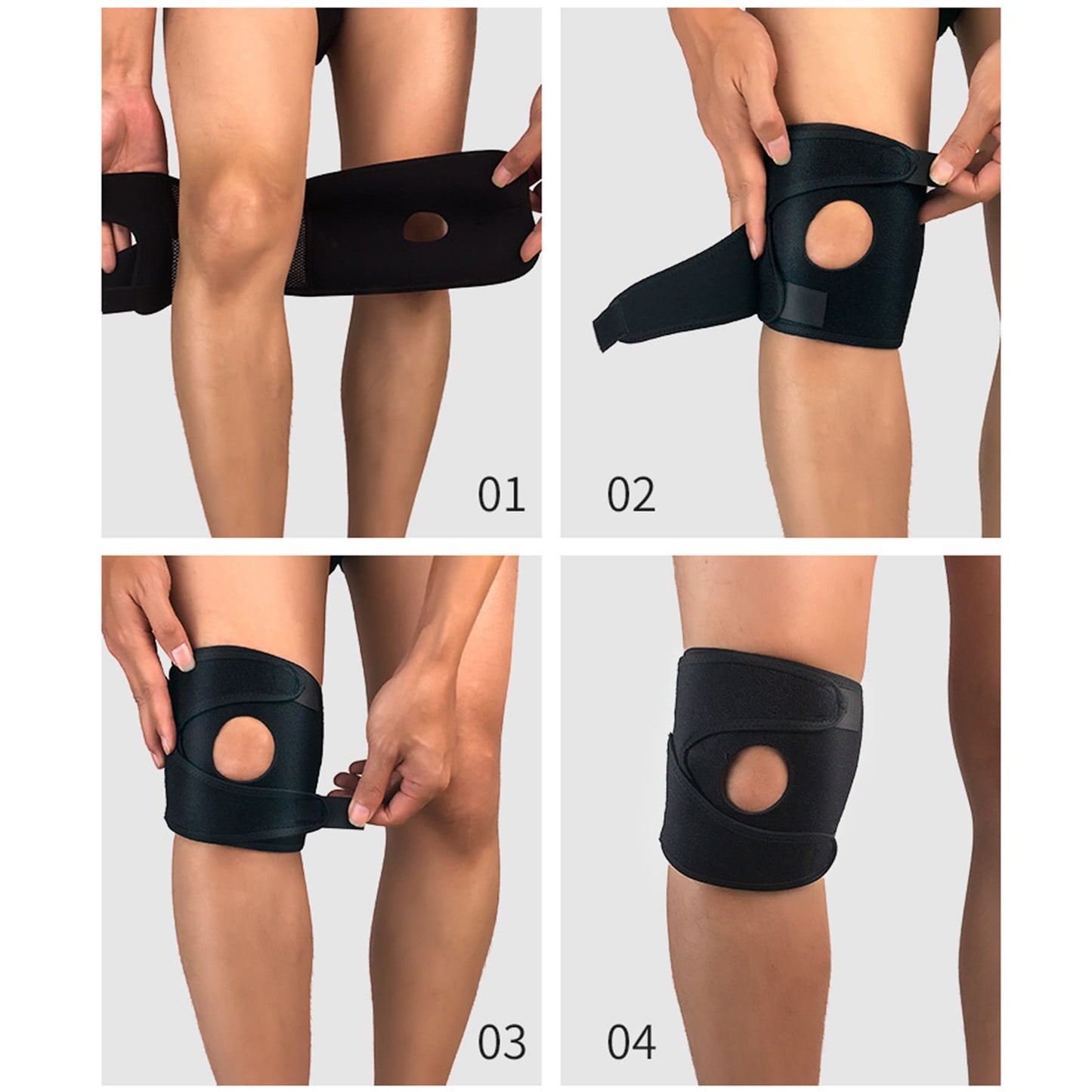 Aofit Knee Support Braces with Mesh Panel, Protective Foam Pads and Adjustable Straps, 1 Pair