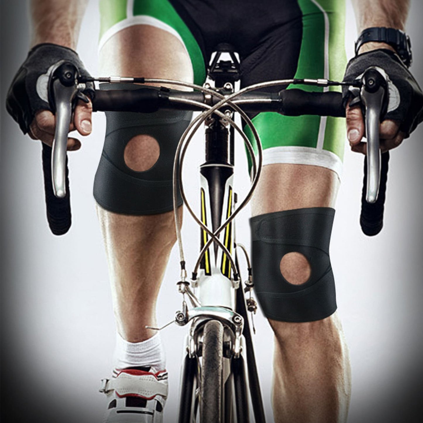 Aofit Knee Support Braces with Mesh Panel, Protective Foam Pads and Adjustable Straps, 1 Pair