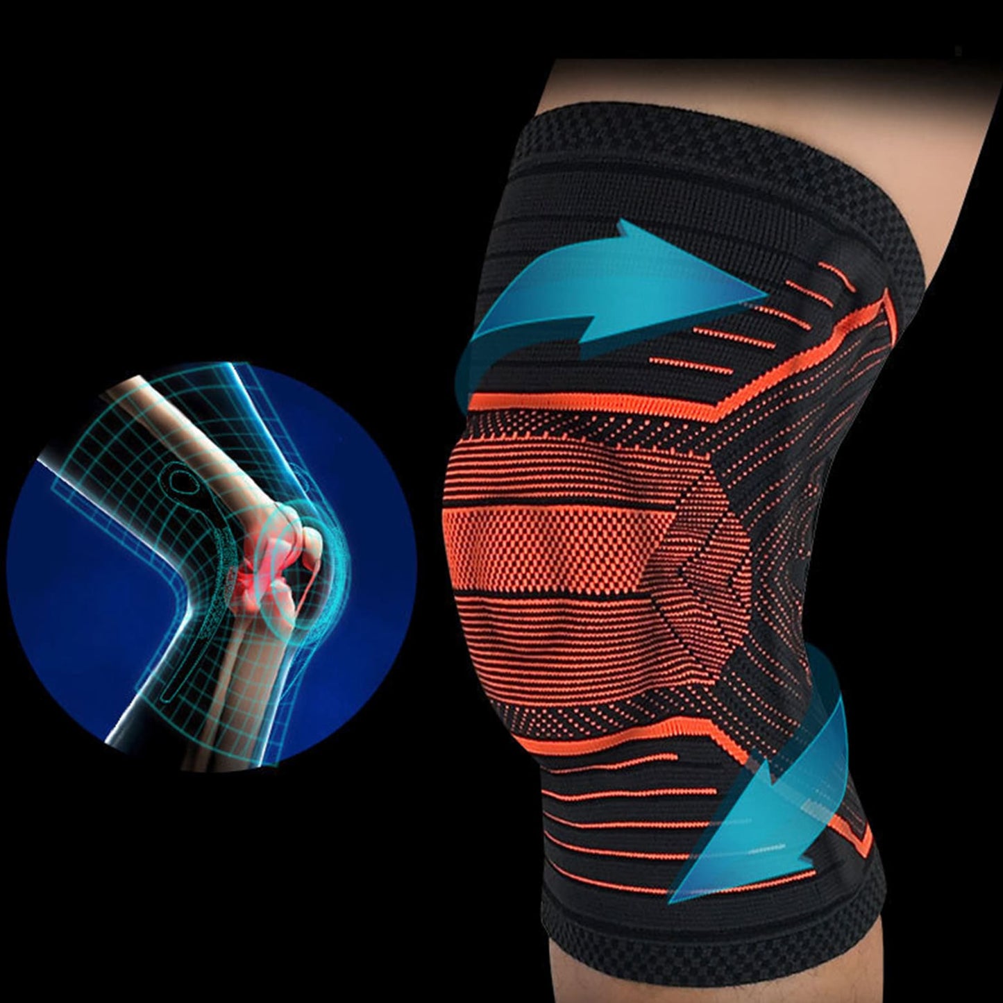 Aofit Knee Spring Support Sleeves with Side Stabilizers, Patella Gel Pad, 1 Pair