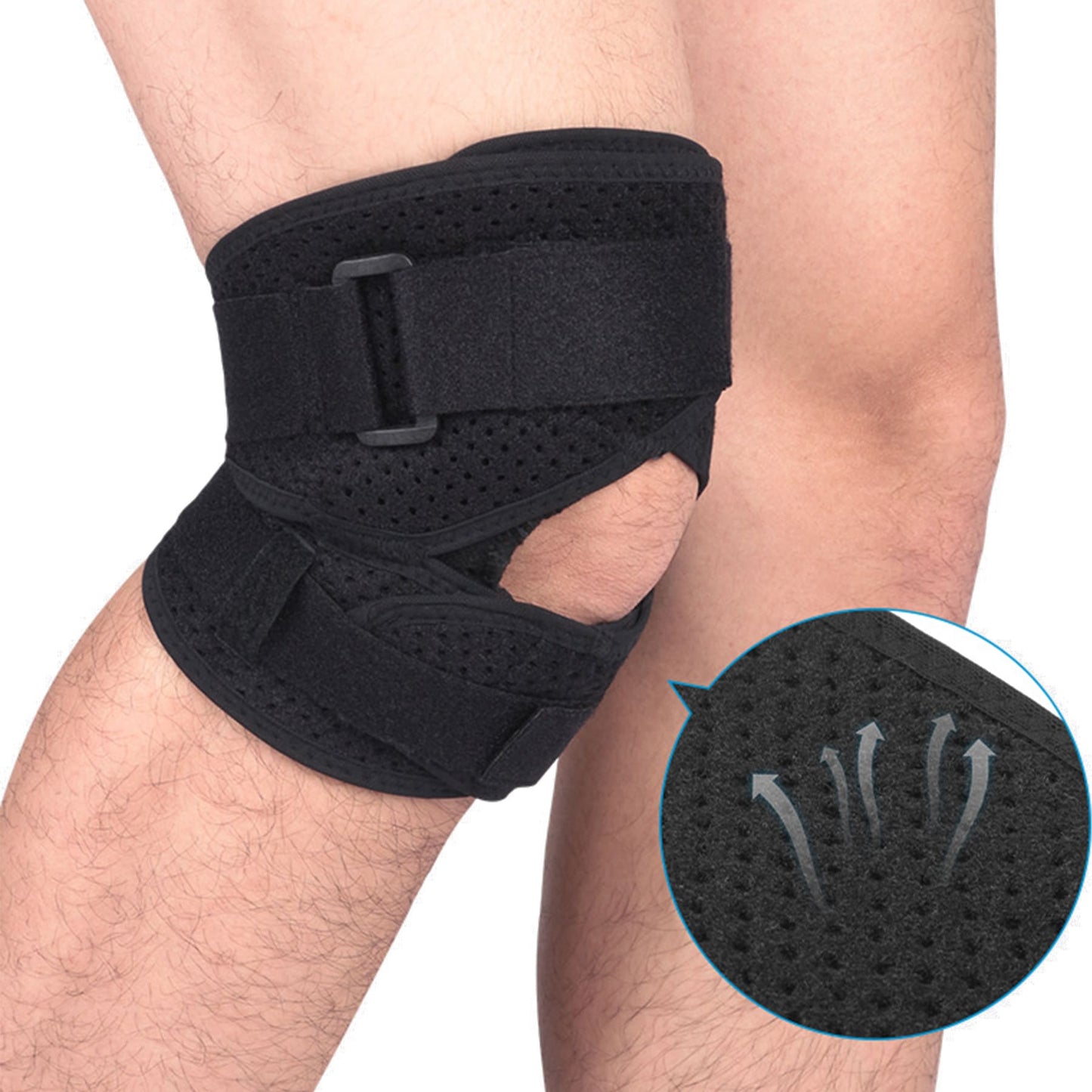Aofit Knee Support Braces with Mesh Panel, Protective Foam Pads and Adjustable Straps, 1 Pair