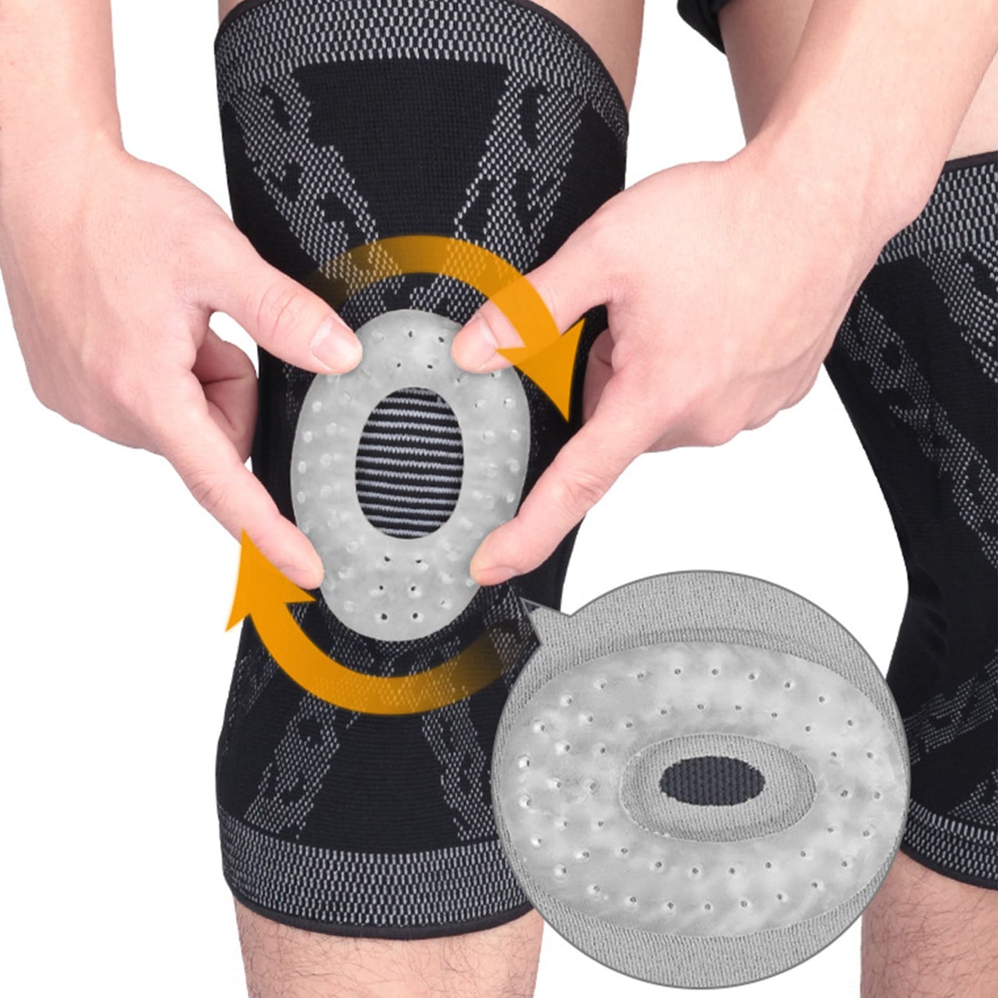 Aofit Knee Stabilizing Support Brace, Compression Sleeve With Y-Stabilizer and Protective Gel Pad, 1 Pair