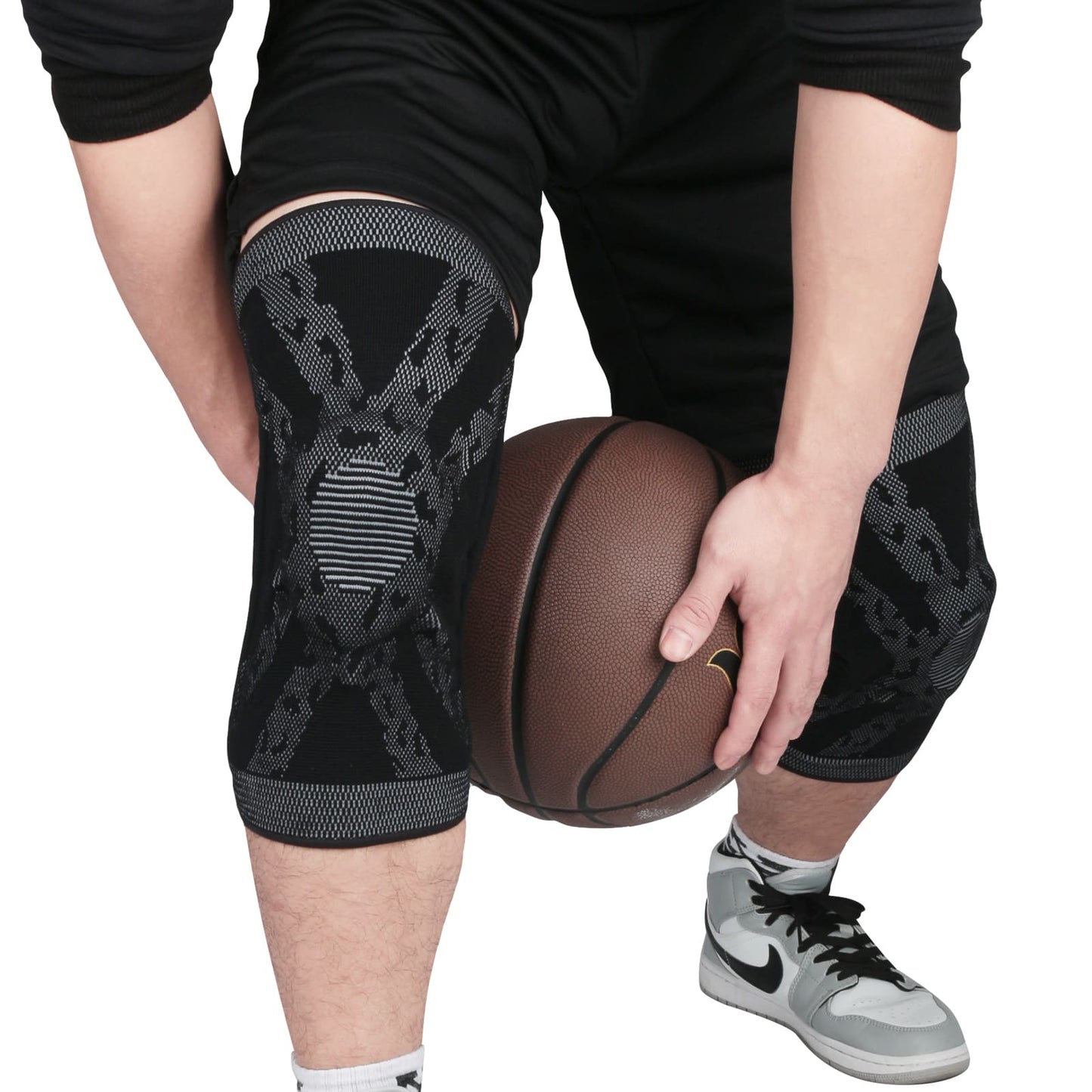 Aofit Knee Stabilizing Support Brace, Compression Sleeve With Y-Stabilizer and Protective Gel Pad, 1 Pair