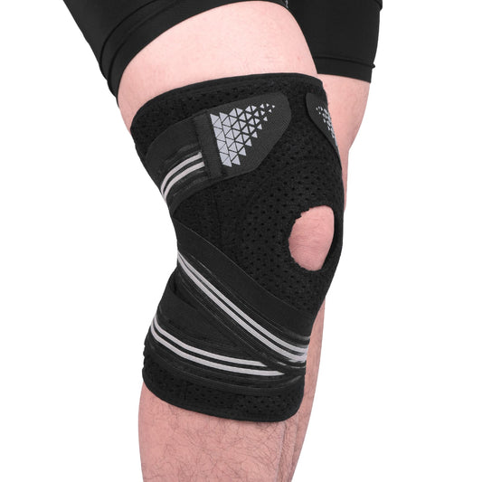 Aofit Knee Support Braces, Compression Sleeves With 3 Spring Side Stabilizers, Protective Foam Pad and Adjustable Straps, 1 Pair