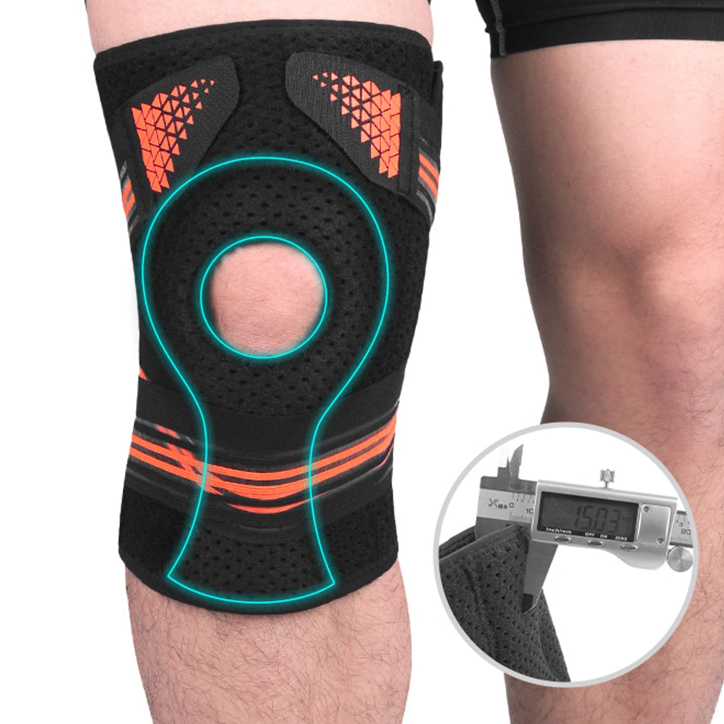 Aofit Knee Support Braces, Compression Sleeves With 3 Spring Side Stabilizers, Protective Foam Pad and Adjustable Straps, 1 Pair