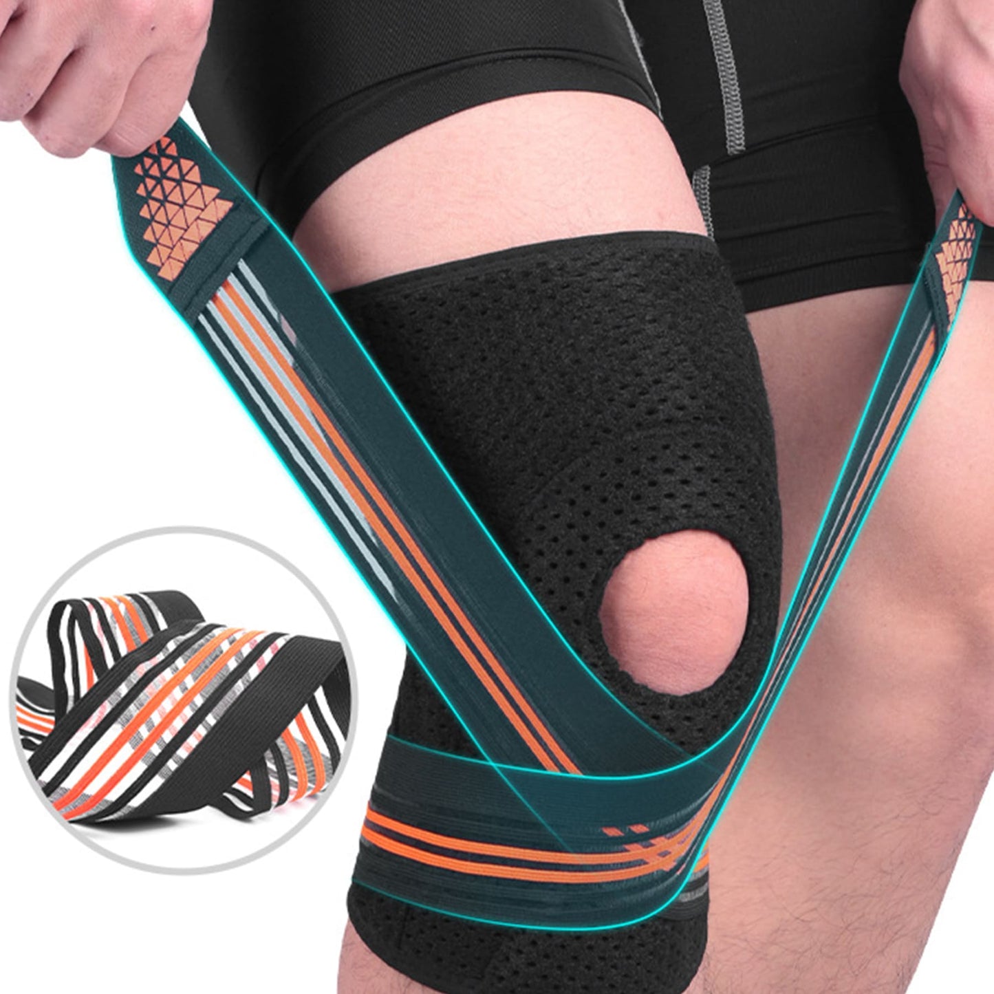 Aofit Knee Support Braces, Compression Sleeves With 3 Spring Side Stabilizers, Protective Foam Pad and Adjustable Straps, 1 Pair