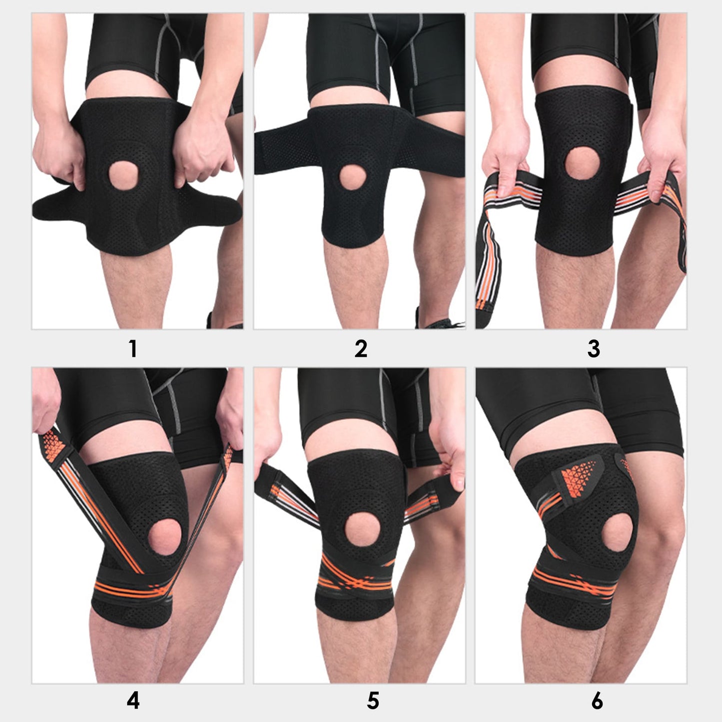 Aofit Knee Support Braces, Compression Sleeves With 3 Spring Side Stabilizers, Protective Foam Pad and Adjustable Straps, 1 Pair