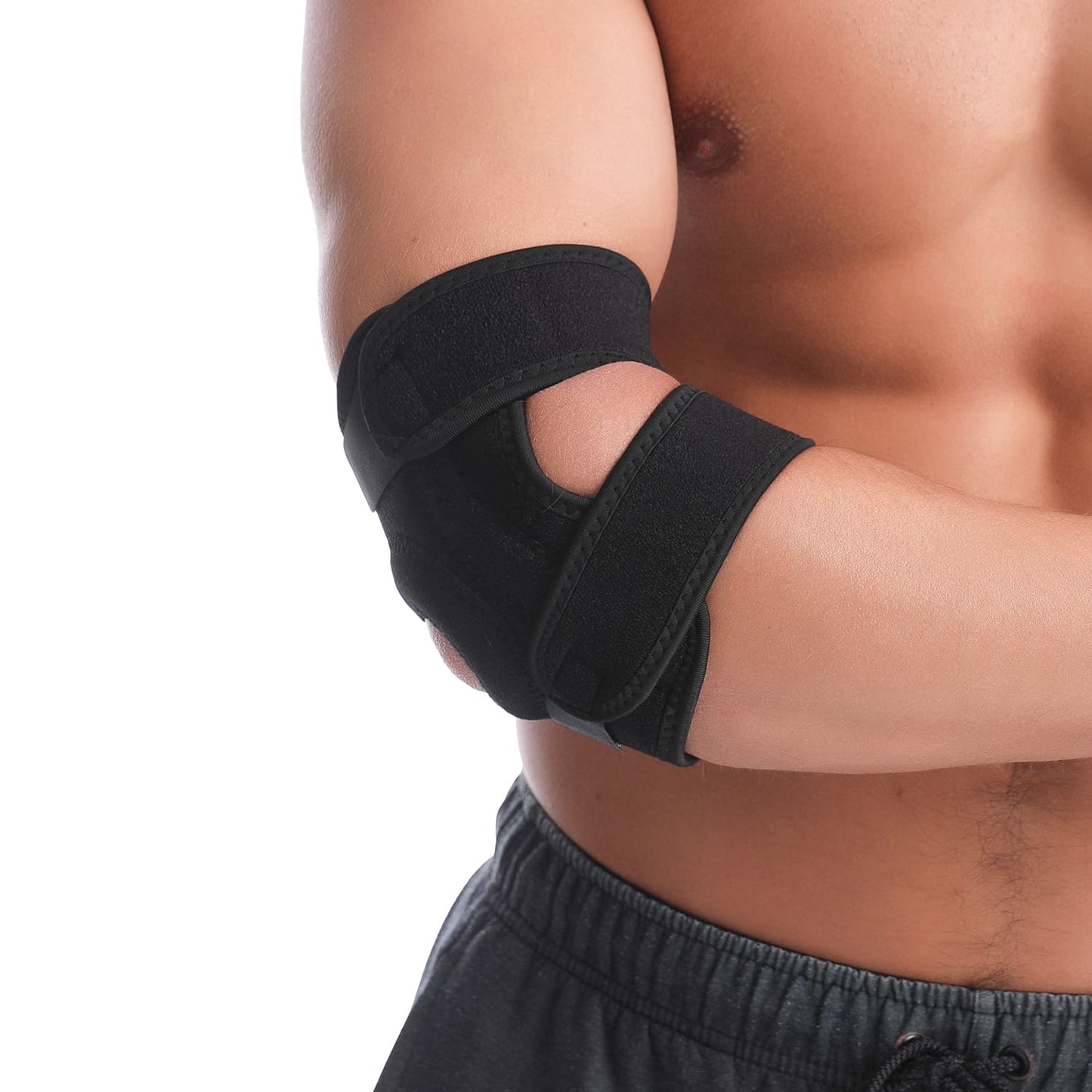 Aofit Compression Cushion Elbow Support Guard, Double Spring Stabilizing Strips for Maximum Support, 1 Black Unisex Elbow Brace