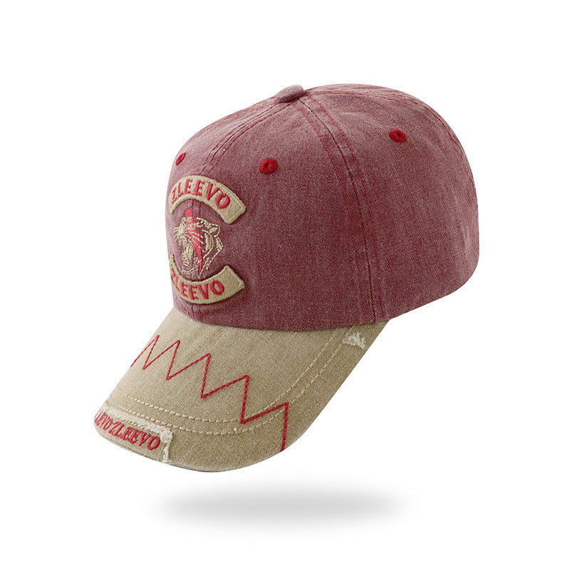 Washed Contrast Embroidered Baseball Cap