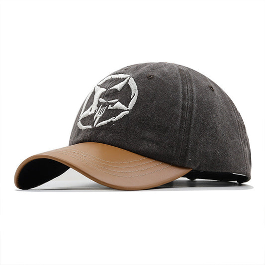 Washed Distressed Five Star Embroidered Baseball Cap
