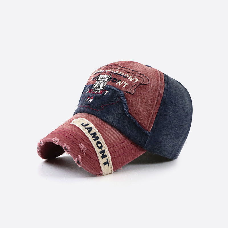 Patch Sunshade Puppy Washed Distressed Baseball Cap
