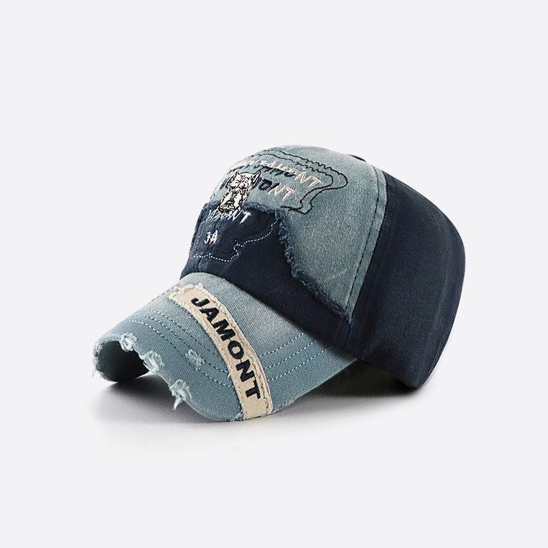 Patch Sunshade Puppy Washed Distressed Baseball Cap