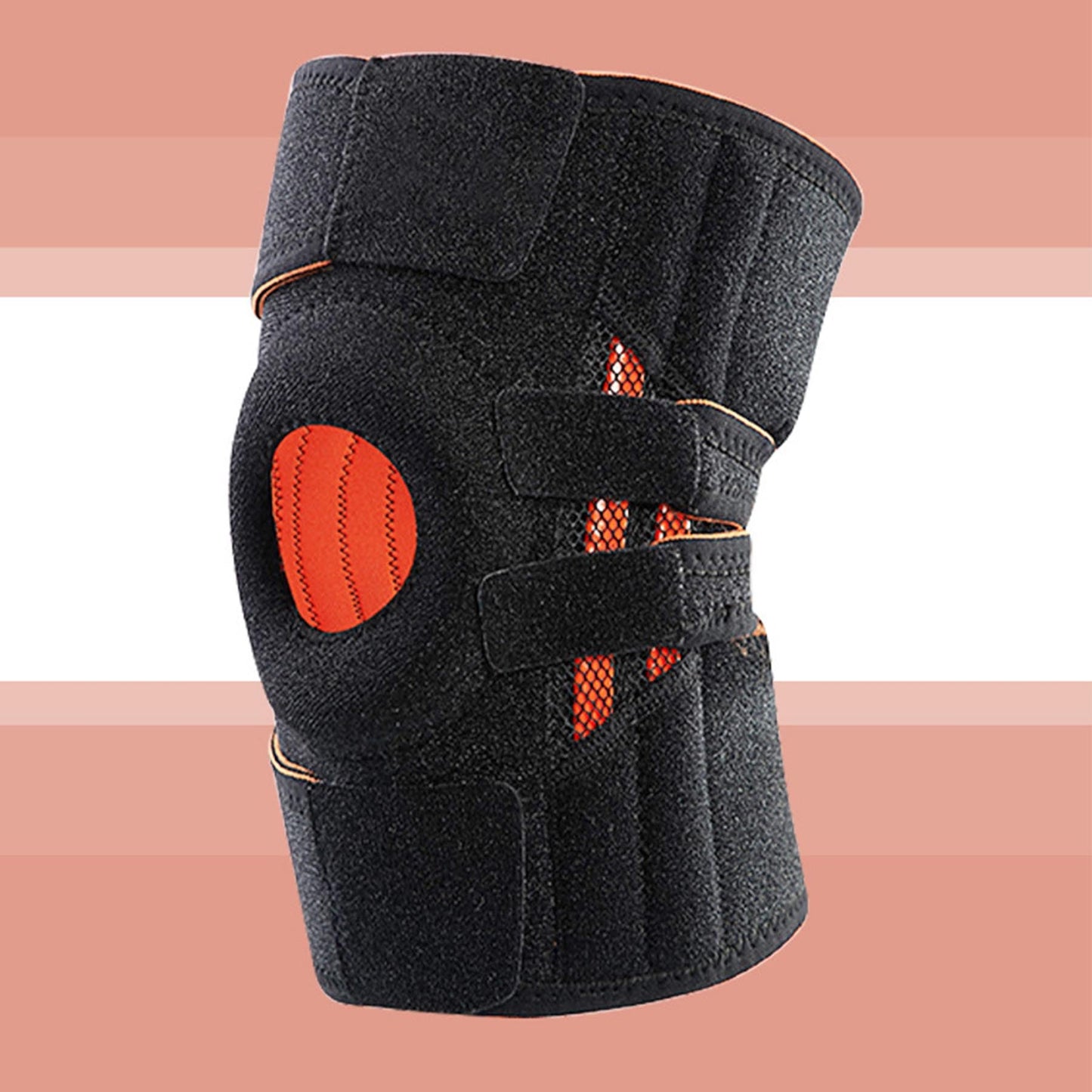 Aofit Premium Knee Support Brace With Protective Silicone Pad and 4 Spring Stabilizers, Adjustable Compression Straps