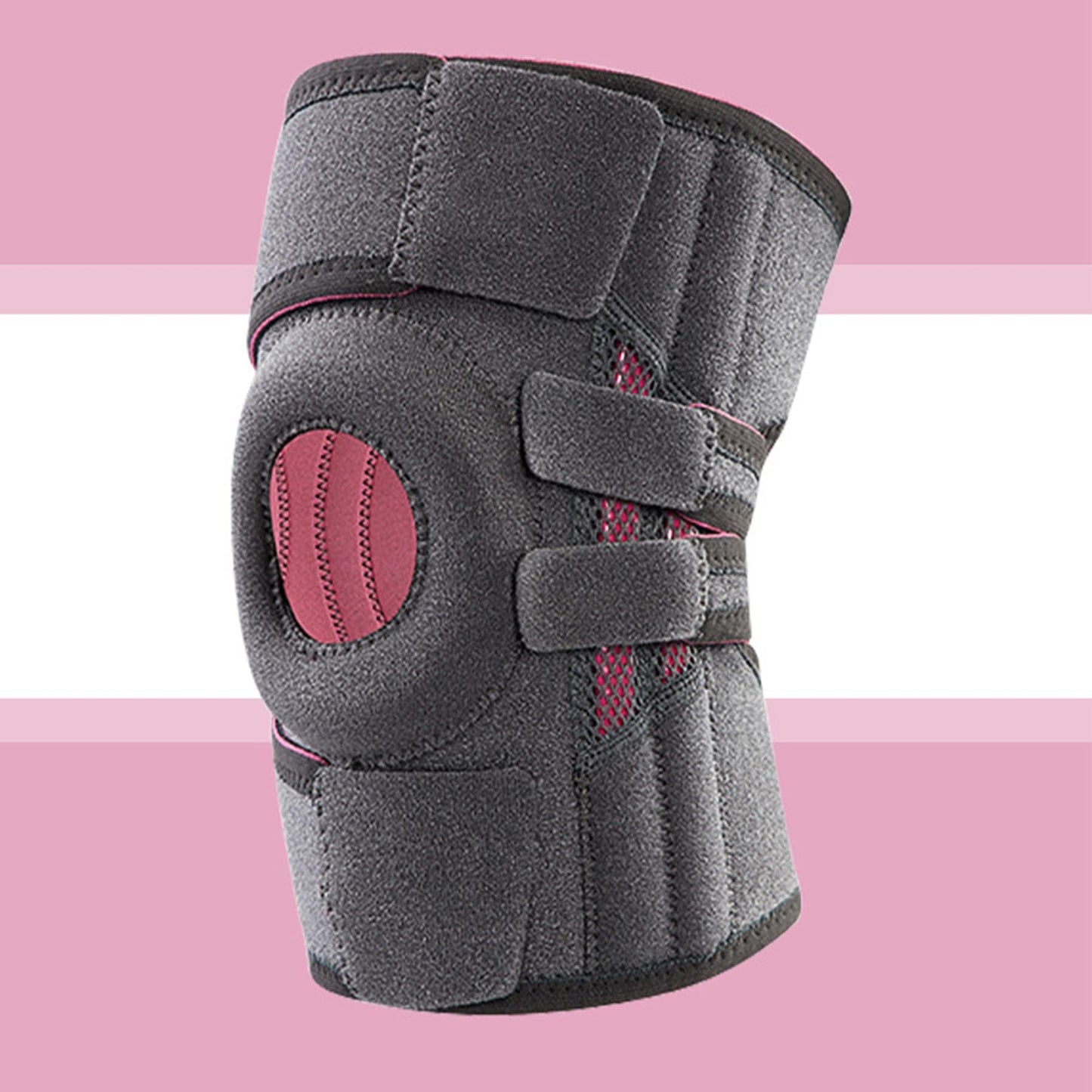 Aofit Premium Knee Support Brace With Protective Silicone Pad and 4 Spring Stabilizers, Adjustable Compression Straps
