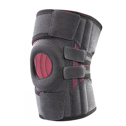 Aofit Premium Knee Support Brace With Protective Silicone Pad and 4 Spring Stabilizers, Adjustable Compression Straps