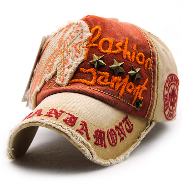 Retro Embroidery Patch Rivet Baseball Cap