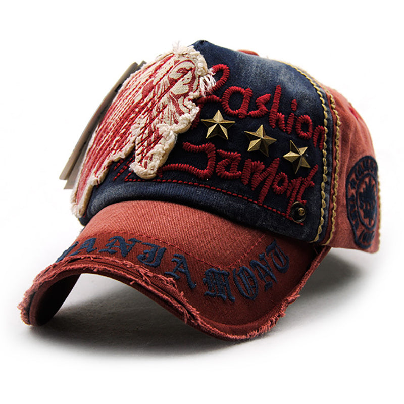 Retro Embroidery Patch Rivet Baseball Cap
