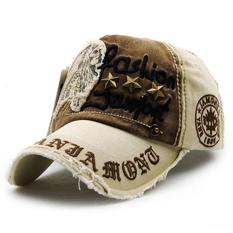 Retro Embroidery Patch Rivet Baseball Cap