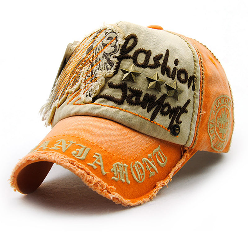 Retro Embroidery Patch Rivet Baseball Cap