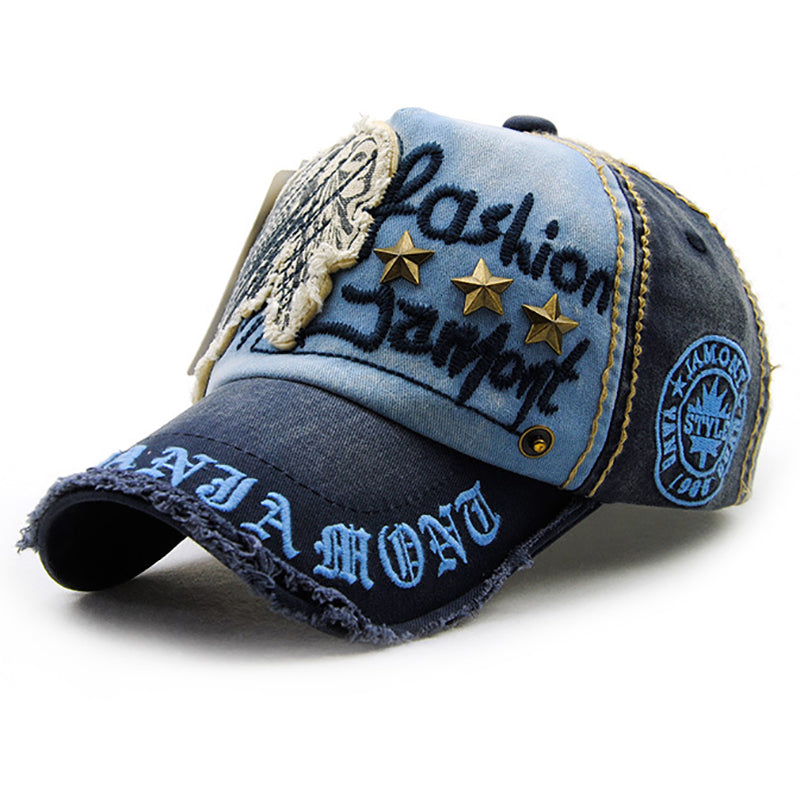 Retro Embroidery Patch Rivet Baseball Cap