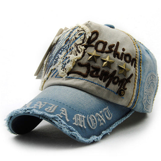 Retro Embroidery Patch Rivet Baseball Cap