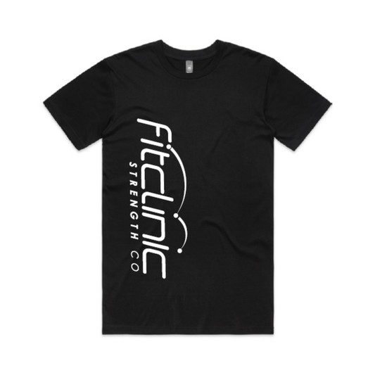 Women's Fit Clinic Strength Co Vertical B&W Tee