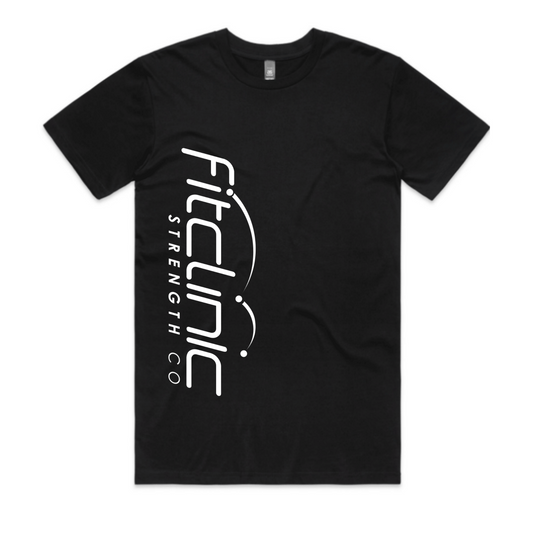 Men's Fit Clinic Strength Co Vertical B&W Tee