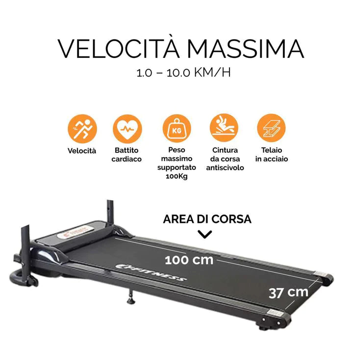 [KIT COMPLETO] Tapis Roulant Elettrico Pieghevole 10 KM/H + Wondercore Smart + Coppia di manubri da 1-2-3 kg