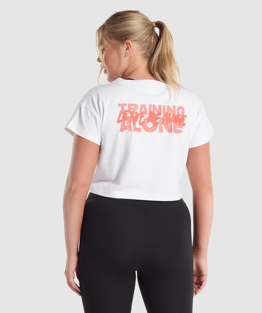 Gymshark Training Alone Graphic Crop T-Shirt - White