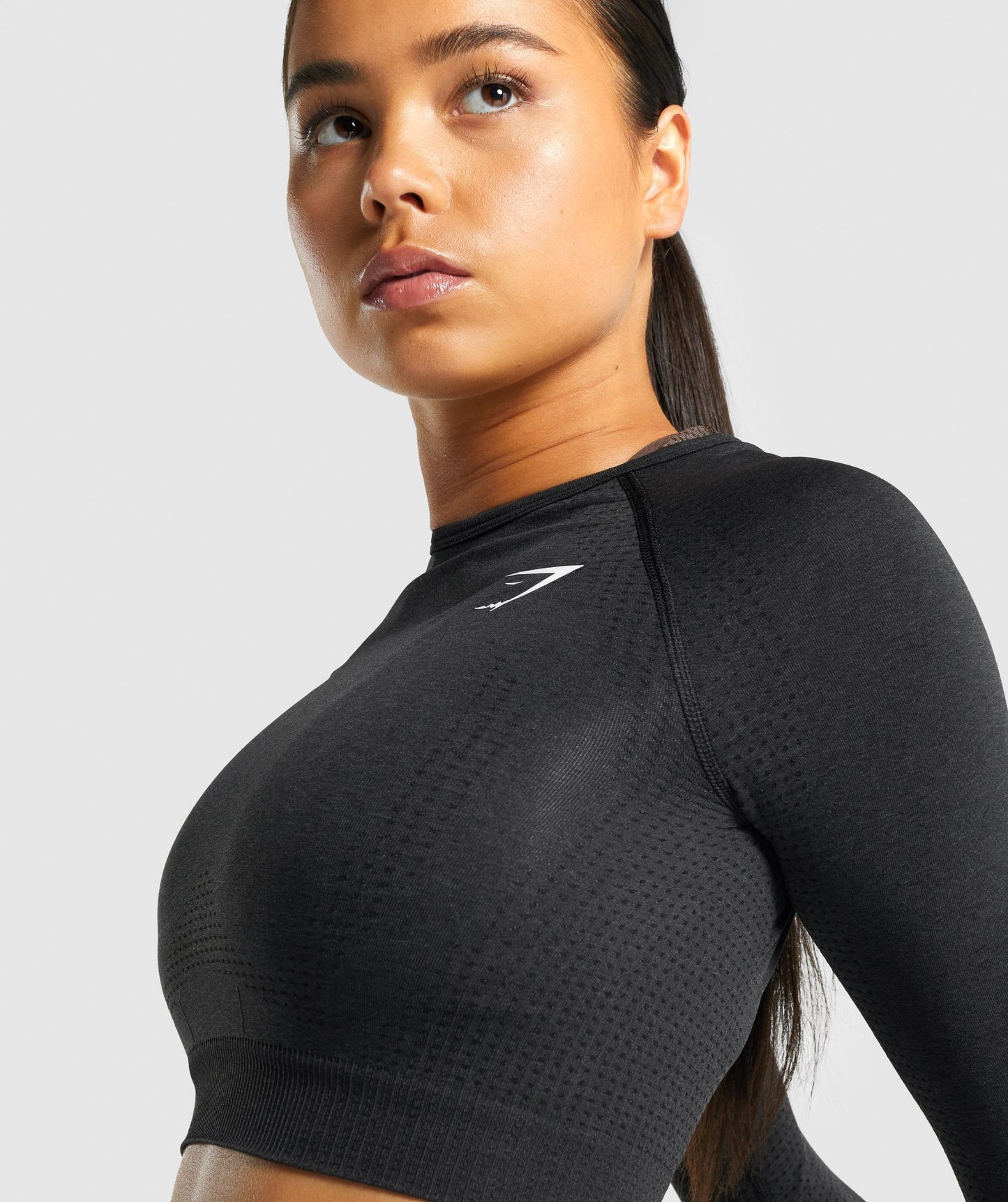 Gymshark Vital Seamless 2.0 Long Sleeve Crop Top - Black Marl