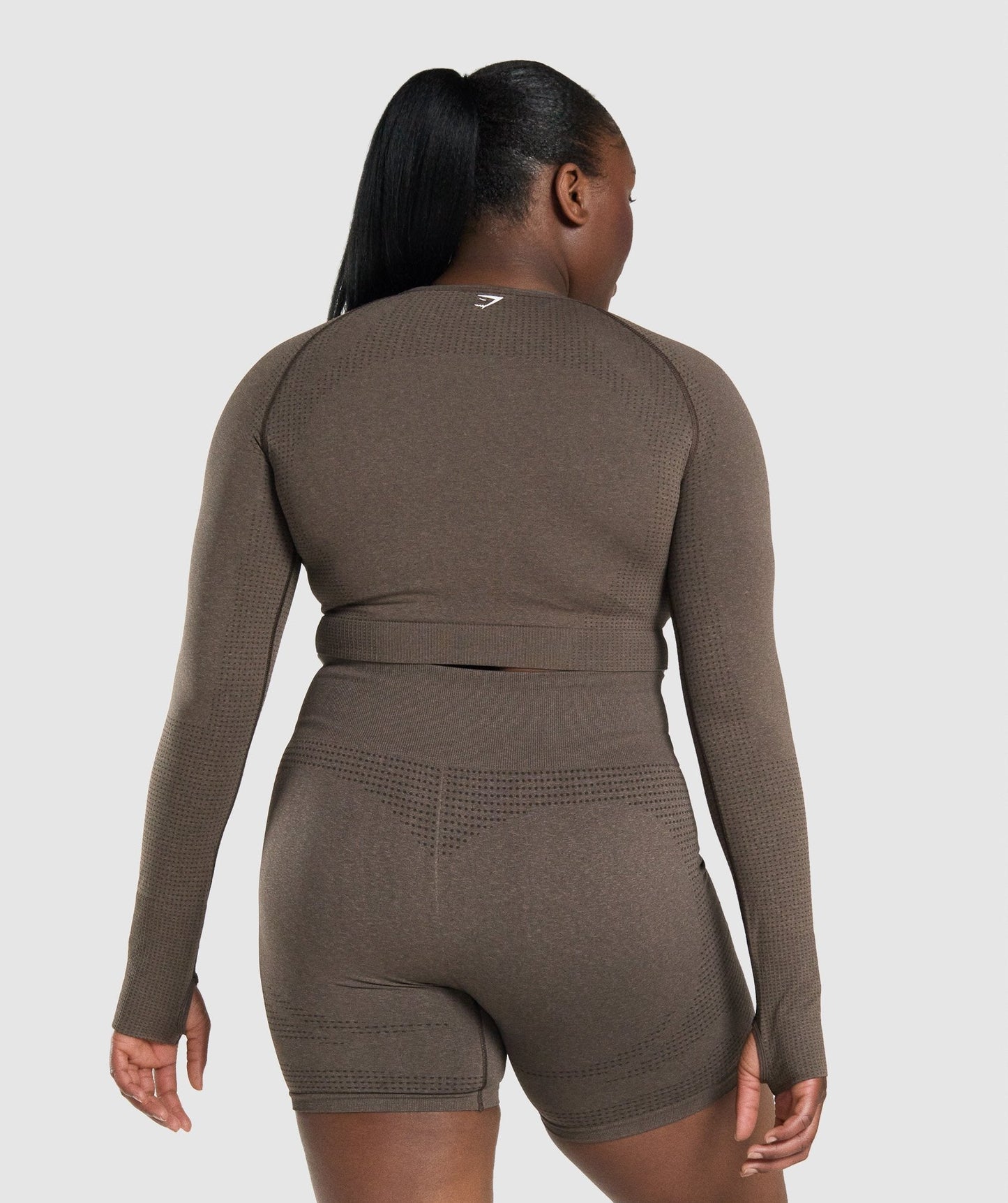 Gymshark Vital Seamless 2.0 Long Sleeve Crop Top - Brown Marl