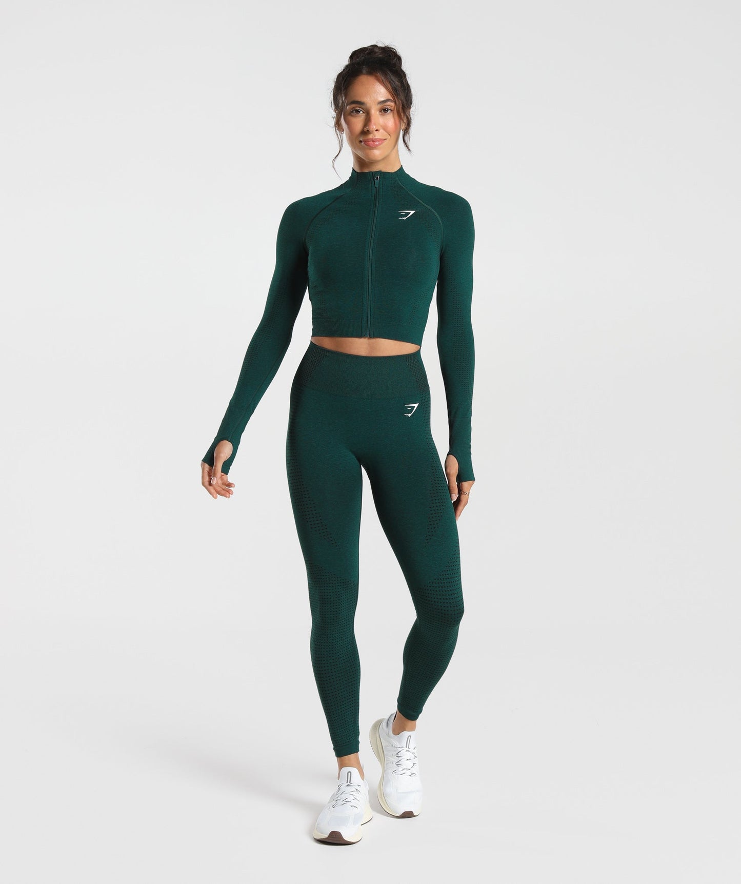 Gymshark Vital Seamless 2.0 Midi Zip Up Jacket - Deep Teal Marl
