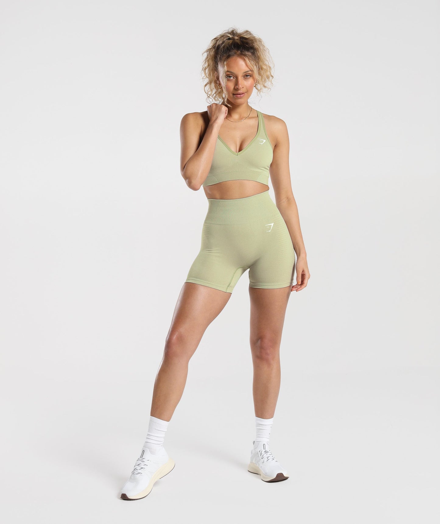 Gymshark Vital Seamless 2.0 Shorts - Light Sage Green Marl