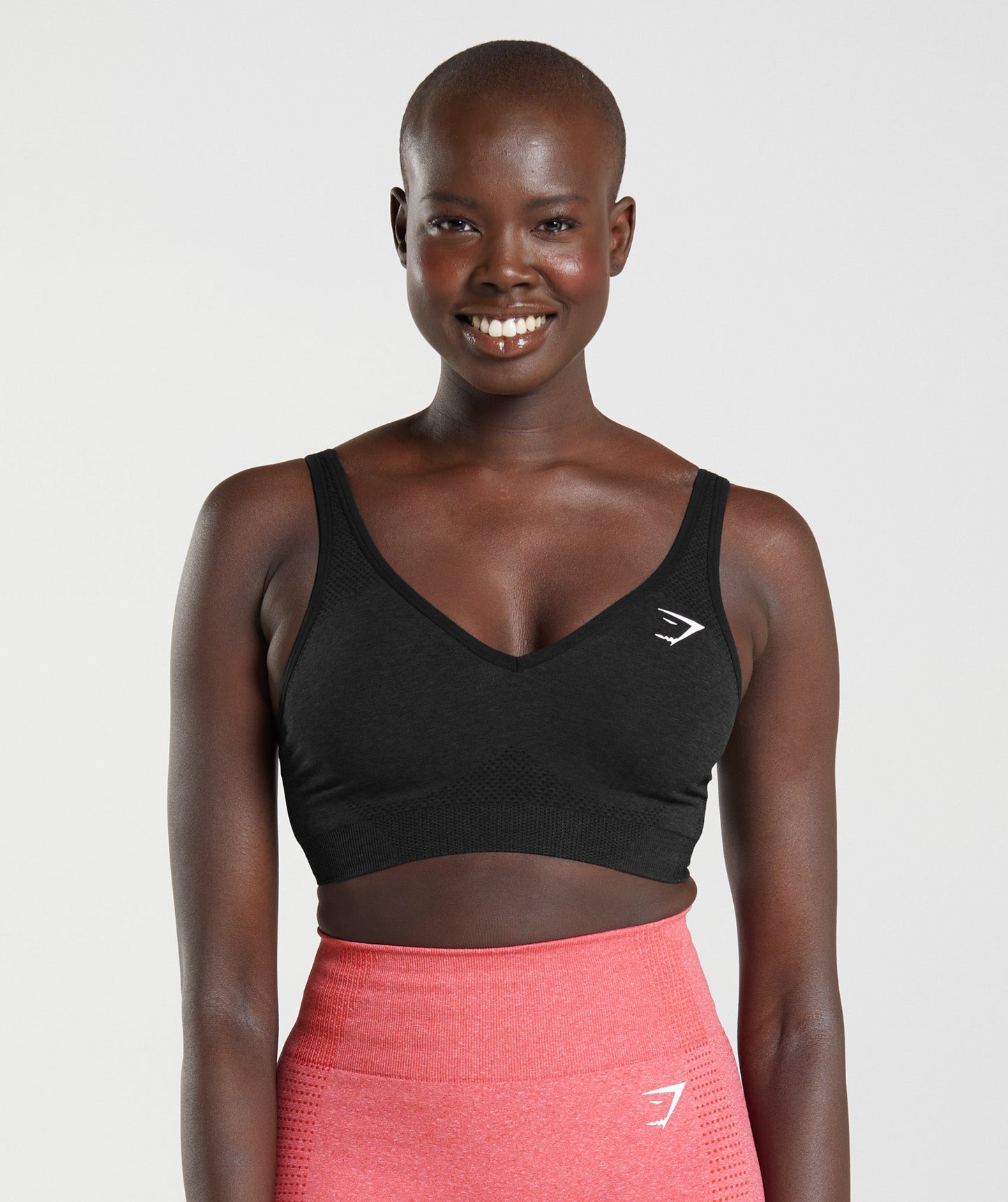 Gymshark Vital Seamless 2.0 V Neck Sports Bra - Black Marl