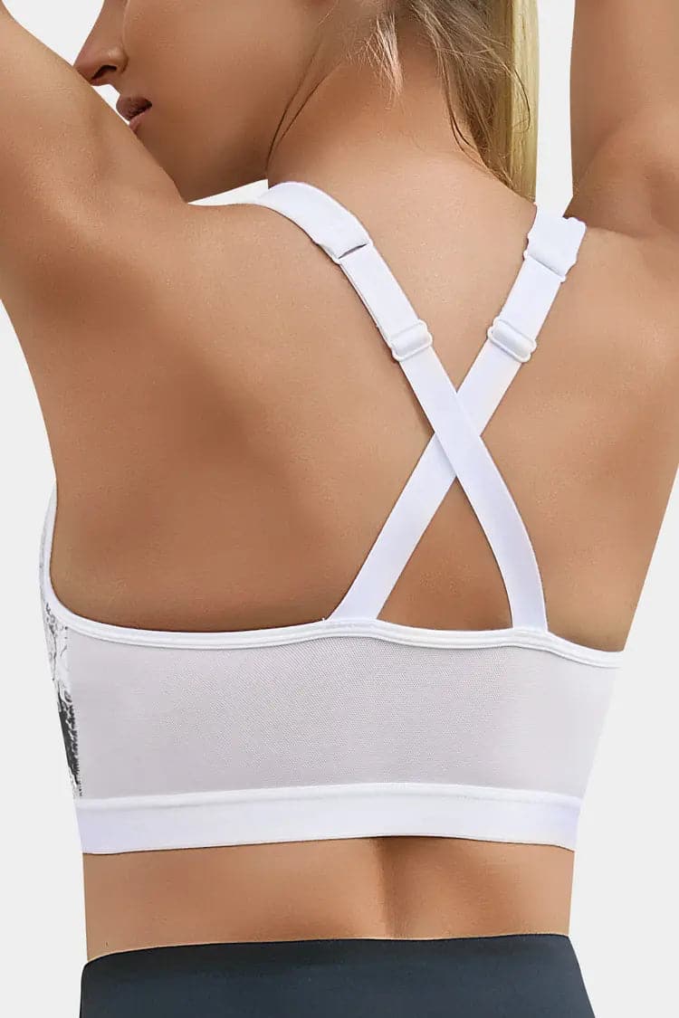 Vutru High Impact Printed Zip Bra