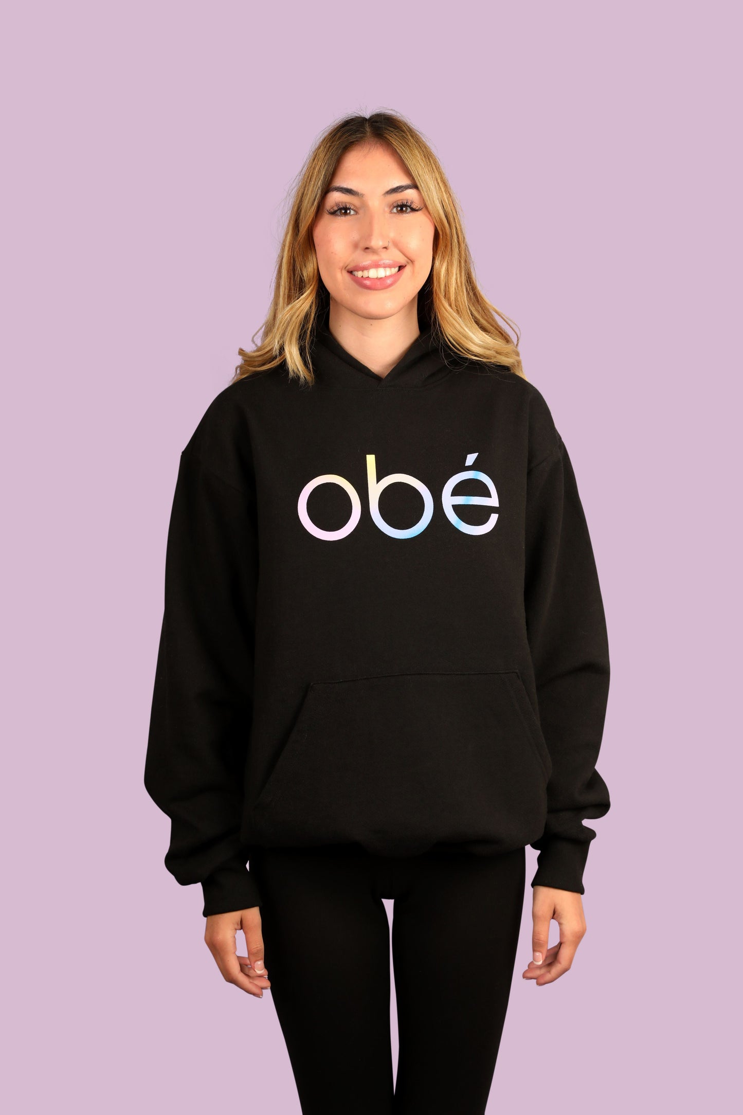 obé gradient hoodie, black