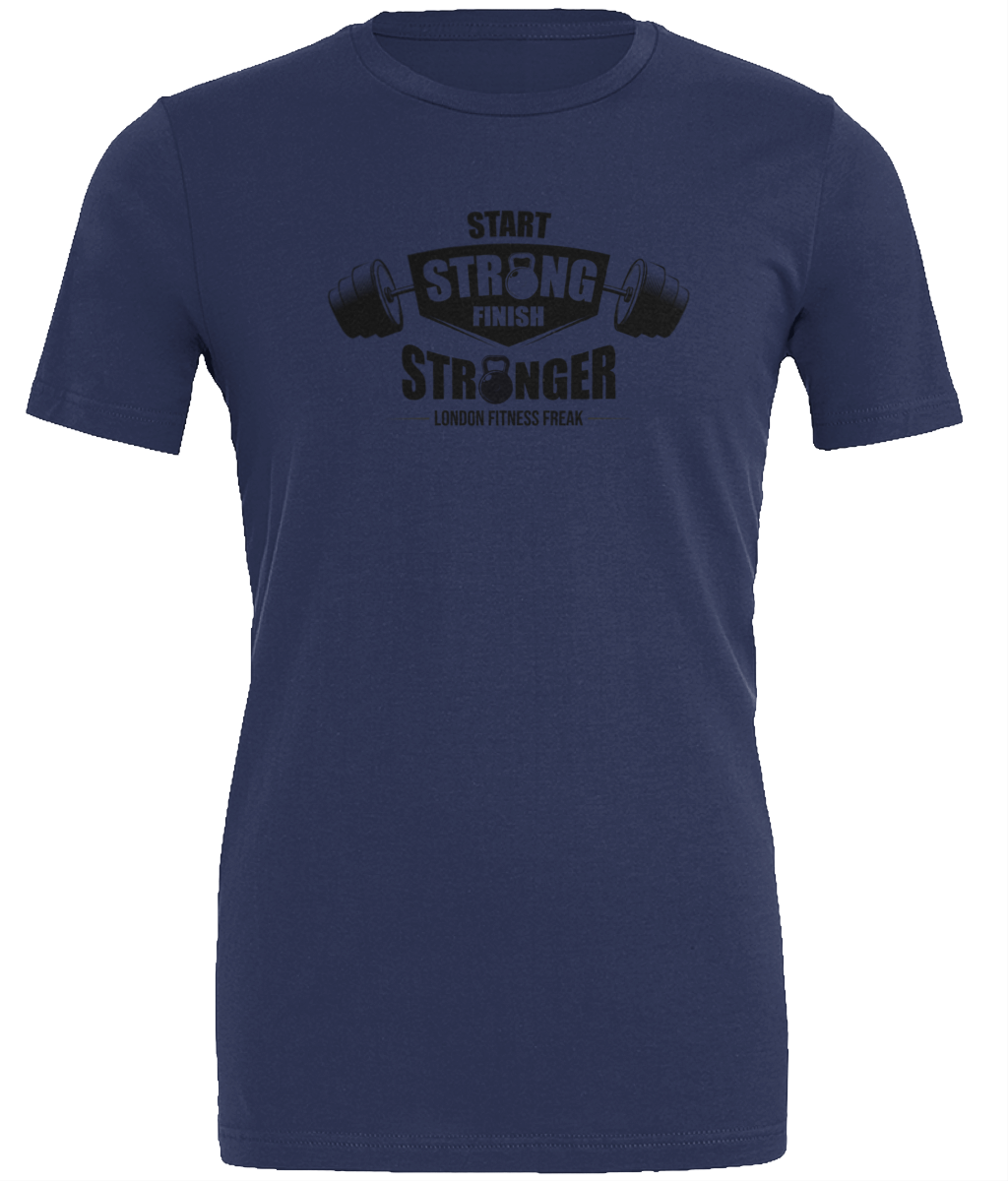 Slogan Start Strong T Shirt - Black
