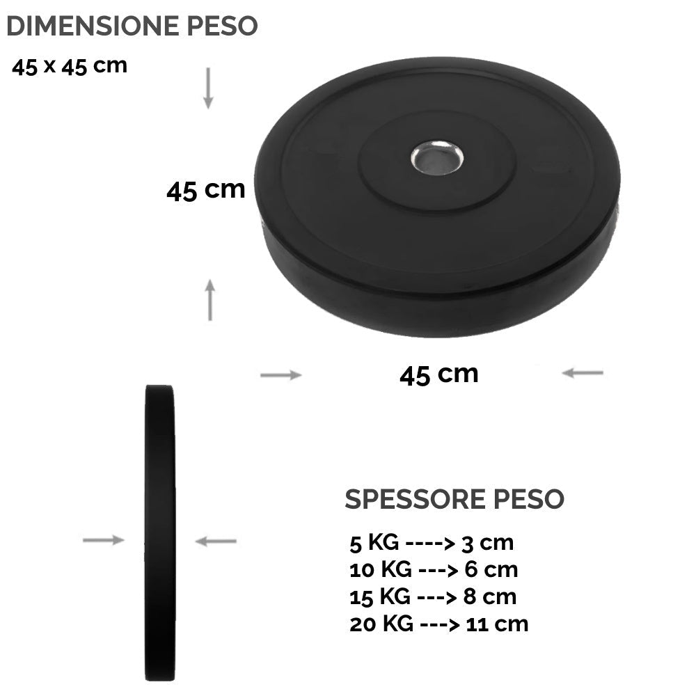 Bumper Plate Dischi Gommati per Bilanciere Olimpionico Foro 51mm - GYMMI