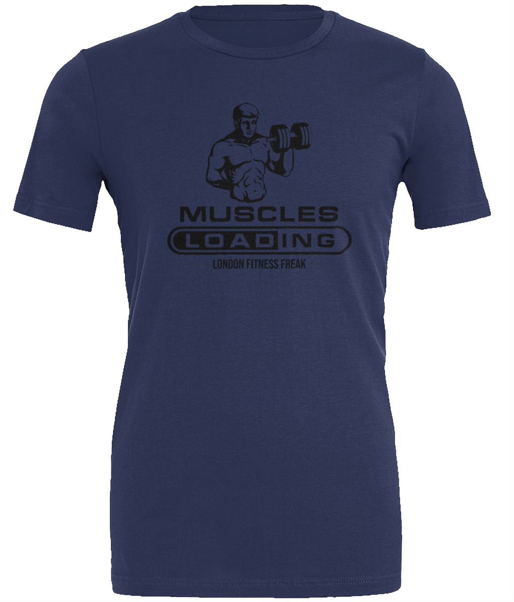 Slogan Muscles Loading T Shirt - Black