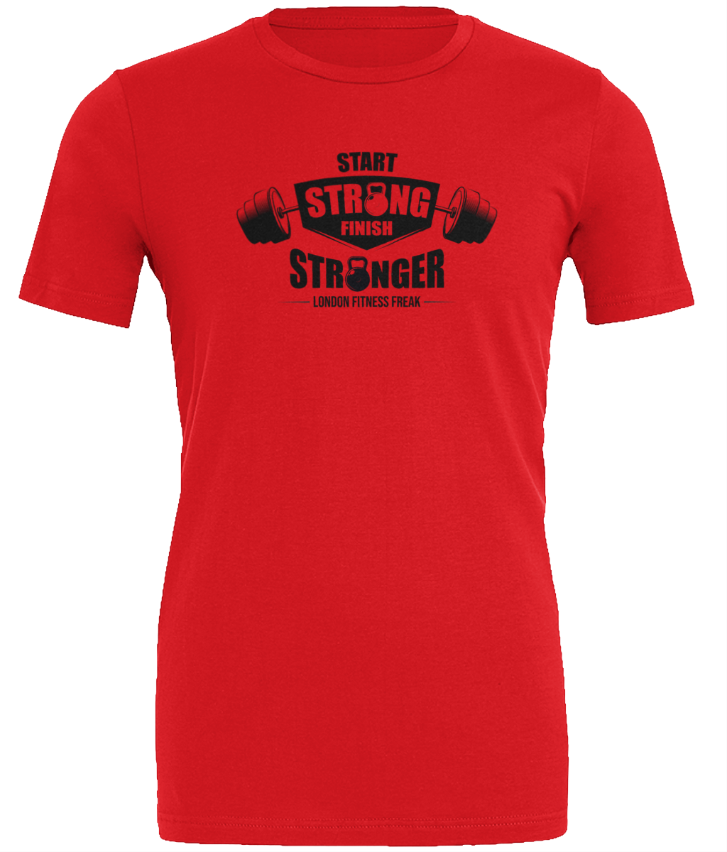 Slogan Start Strong T Shirt - Black