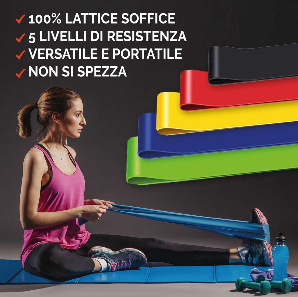 Elastici Fitness - Set di 5 fasce elastiche - GYMMI