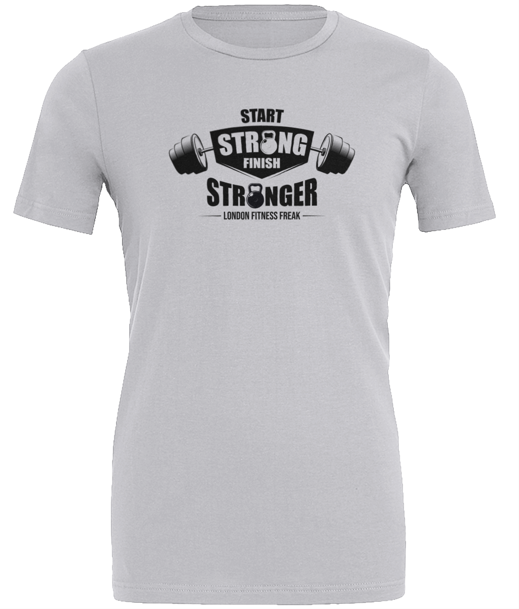 Slogan Start Strong T Shirt - Black