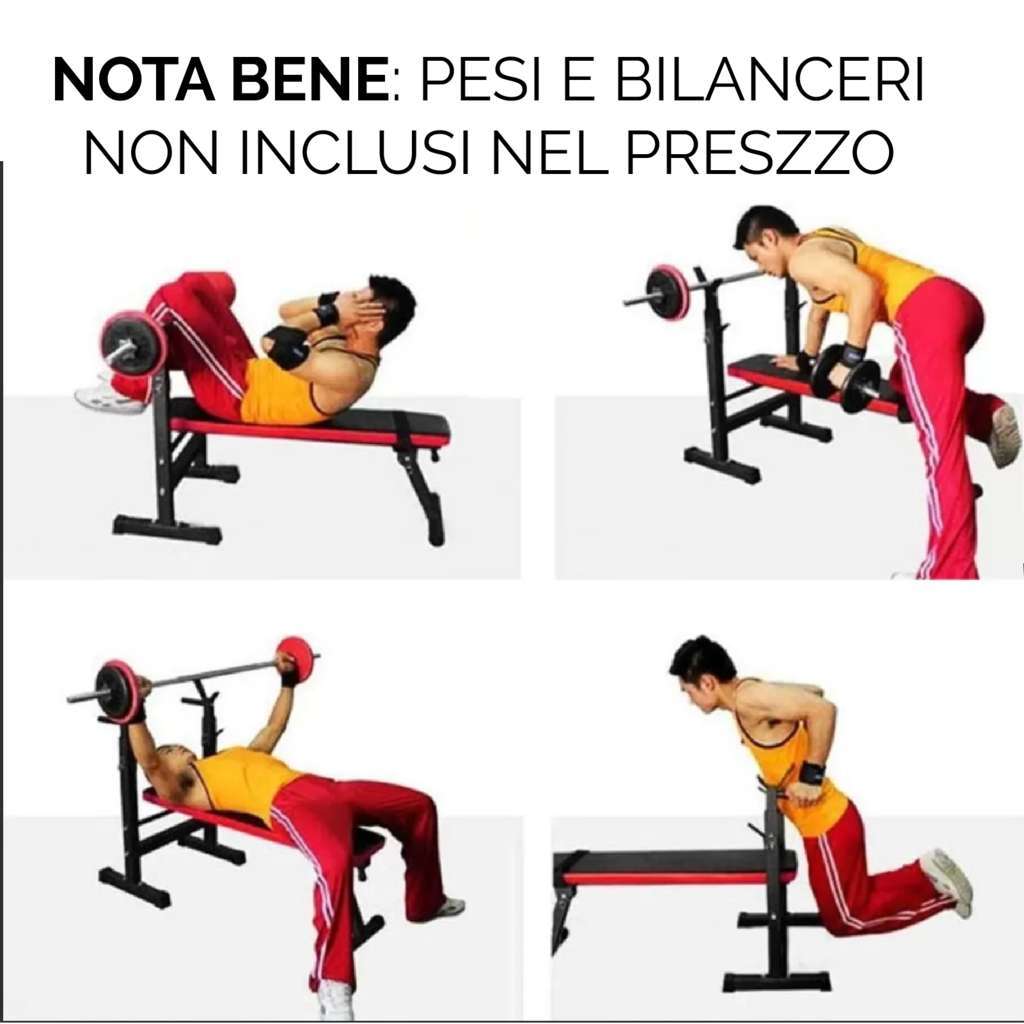 Flat Folding Weight Bench with Adjustable Barbell Rack - GYMMI