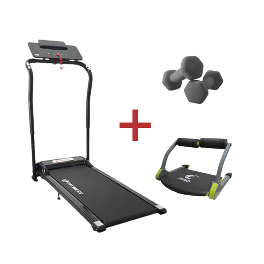 [KIT COMPLETO] Tapis Roulant Elettrico Pieghevole 10 KM/H + Wondercore Smart + Coppia di manubri da 1-2-3 kg