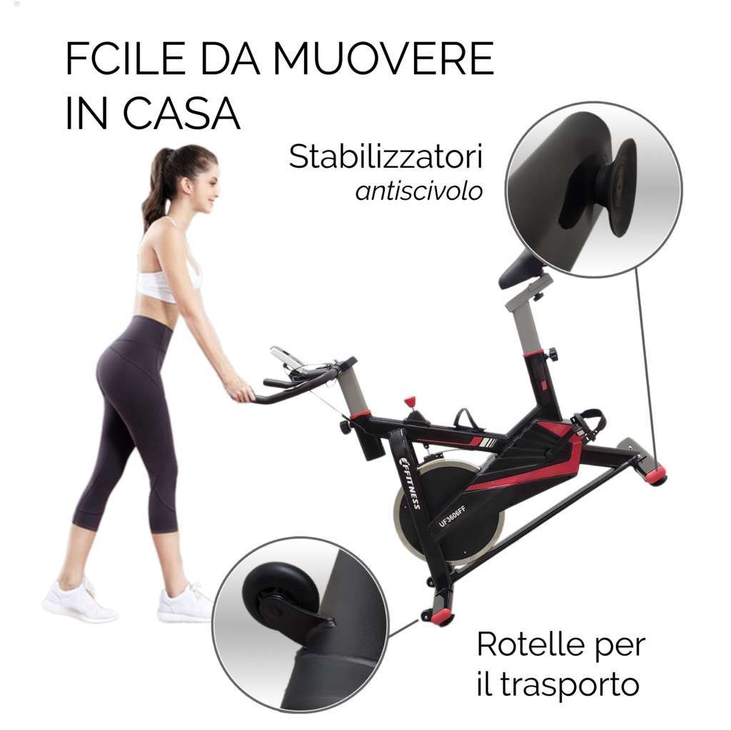 Indoor Cycling Fit Spin Bike - 15kg Flywheel - GYMMI