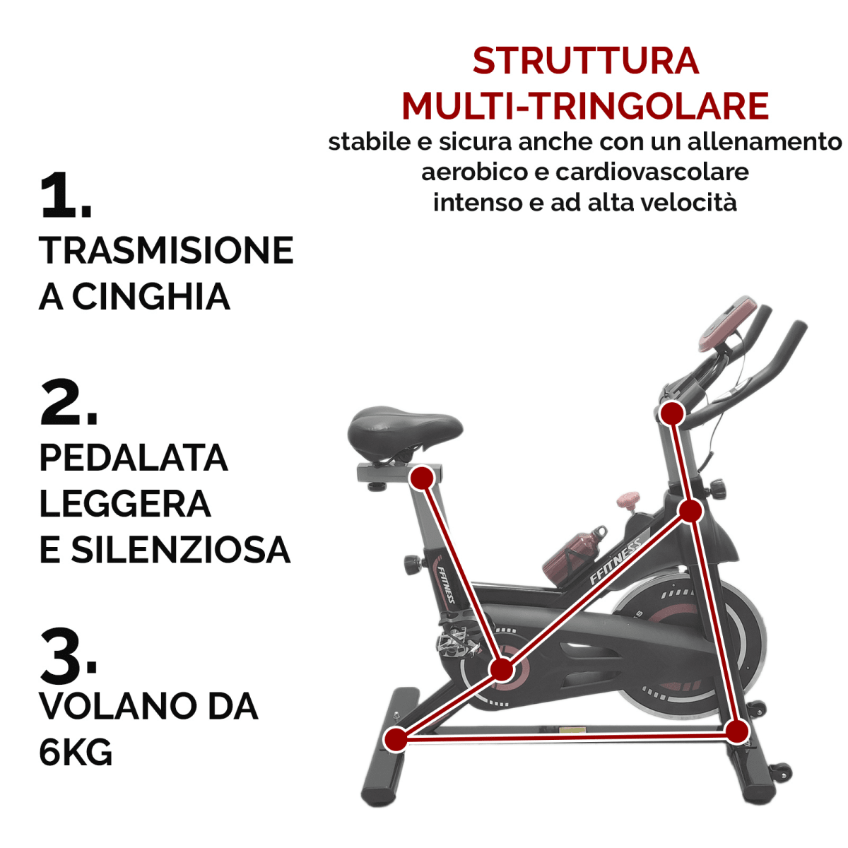 Indoor Cycling Win Spin Bike - 6kg Flywheel - GYMMI