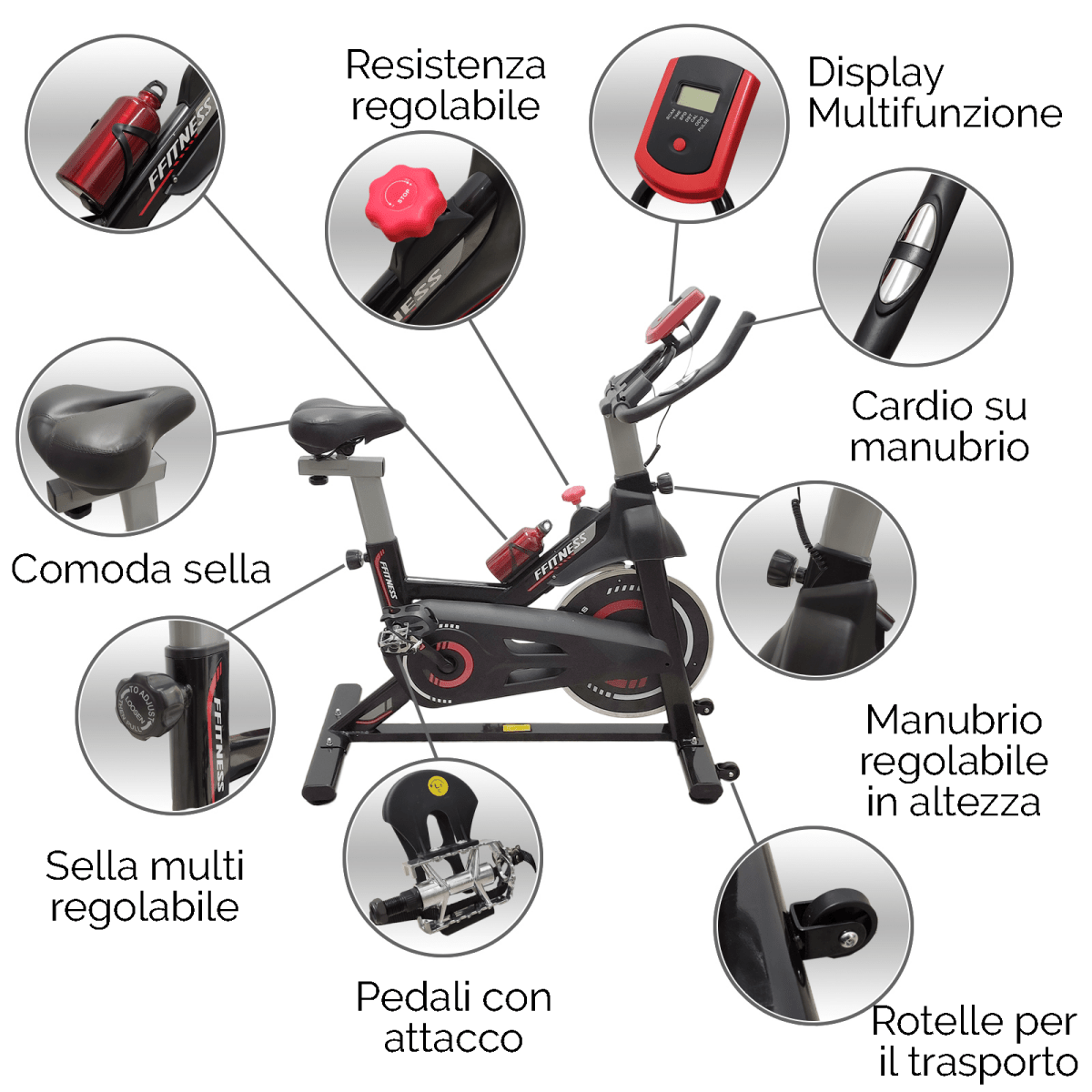 Indoor Cycling Win Spin Bike - 6kg Flywheel - GYMMI
